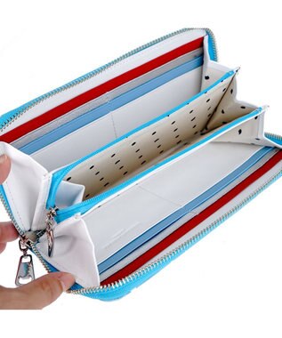 tsumori chisato CARRY コスタリカカエル ラウンドファスナー長財布 【かわいいプリント柄＆刺繍テクニック】 ブルー