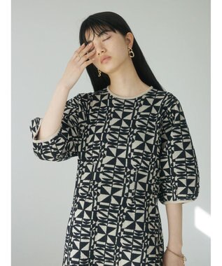 Green Parks ａ．ニットジャガード柄ワンピース Black