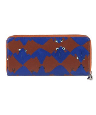 tsumori chisato CARRY コスタリカカエル ラウンドファスナー長財布 【かわいいプリント柄＆刺繍テクニック】 ブラウン