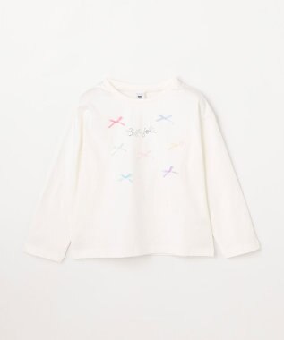 ANY KIDS 【綿100%】リボンアソート 長袖Tシャツ オフホワイト
