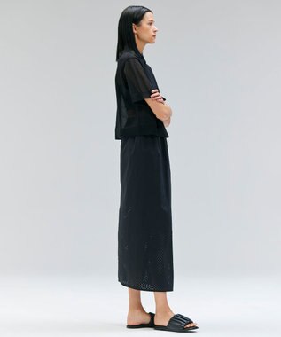 BEIGE， 【洗える・Oggi10月号掲載】MILANO / リネン混シアーポロカラーニット Black