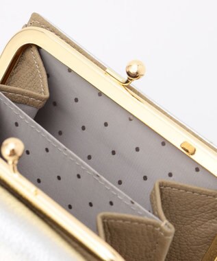 UNBILLION ペルケ perche トリミング配色外ガマ二つ折り財布 ミックスシルバー