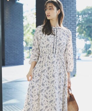 ANY SIS 【洗える】ミモザプリント ワンピース アイボリー系