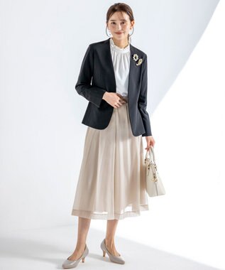 ANY SIS L 【洗える】シャイニータック スカート ライトベージュ