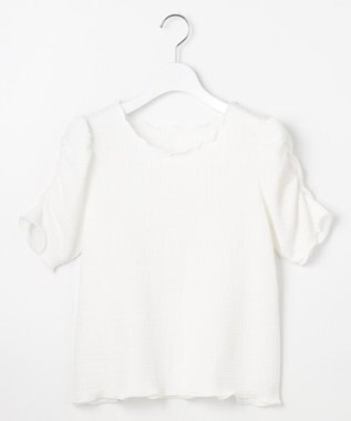 Feroux 【洗える】レーシージャガード カットソー ホワイト系