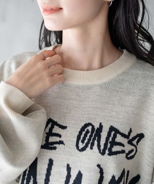 WEGO ハンドライティングジャガードニット ホワイトアイボリー