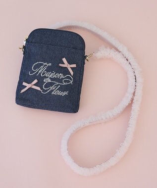 Maison de FLEUR ラインストーンデニムチュールショルダーバッグ Indigo