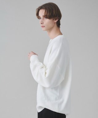 WEGO 【ユニセックス着用ITEM/SMLサイズ展開】アクセ付きワンポイントニットプルオーバー オフホワイト