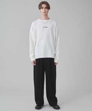 WEGO 【ユニセックス着用ITEM/SMLサイズ展開】アクセ付きワンポイントニットプルオーバー オフホワイト