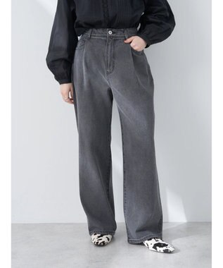 earth music&ecology タックルーズデニムパンツ Black