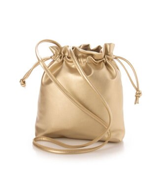 UNBILLION cachecache ギンガムチェックトート付き巾着ショルダー ゴールド