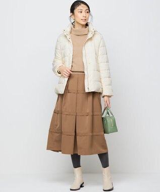 組曲 フリルタフタ フレアスカート モカブラウン系