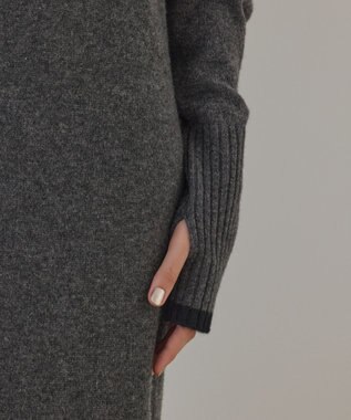 GRACE CONTINENTAL バイカラーオフショルニットワンピース グレー