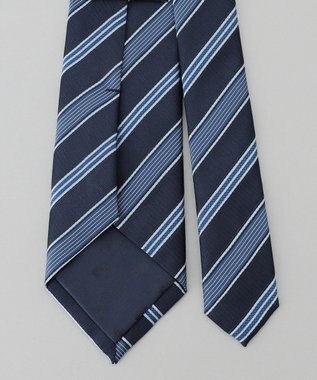 GOTAIRIKU 【日本製】シルク ネクタイ_ストライプ ネイビー系2