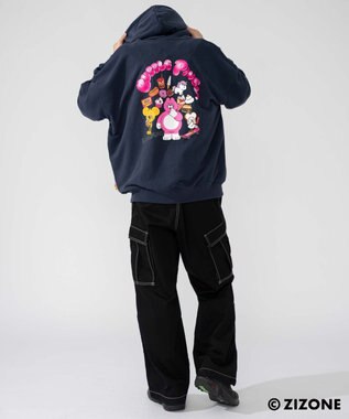 WEGO 【ユニセックス着用ITEM】別注ZIZONEグラフィックZIPパーカー ネイビー