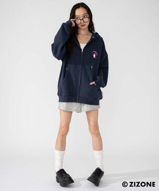 WEGO 【ユニセックス着用ITEM】別注ZIZONEグラフィックZIPパーカー ネイビー