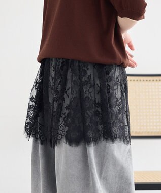 earth music&ecology レースレイヤードスカート Black
