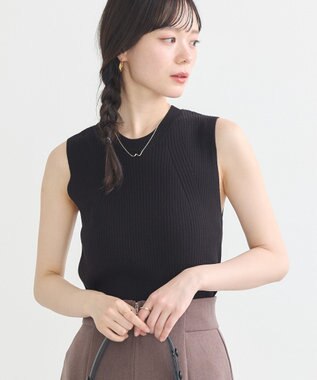 earth music&ecology ランダムリブノースリーブニット