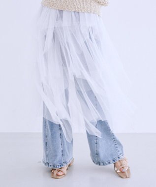 earth music&ecology 2wayレイヤードチュールスカート Off White