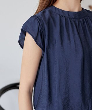 Tiaclasse 【洗える】フリル袖ワンピース ブルー