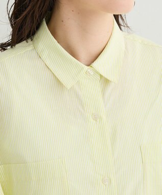 Green Parks ＵＶカットシャツワンピース Stripe Yellow