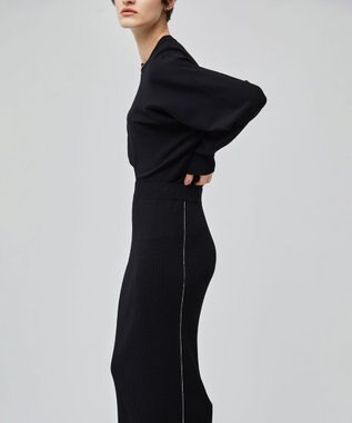 BEIGE， 【洗える】LAURA / Iラインリブスカート Black×White