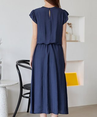 Tiaclasse 【洗える】フリル袖ワンピース ブルー