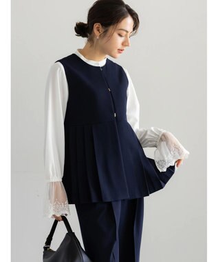 Te chichi 【セレモニーアイテム】サイドプリーツペプラムジレ（セットアップ可） ネイビー