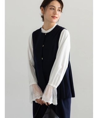 Te chichi 【セレモニーアイテム】サイドプリーツペプラムジレ（セットアップ可） ネイビー