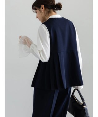 Te chichi 【セレモニーアイテム】サイドプリーツペプラムジレ（セットアップ可） ネイビー