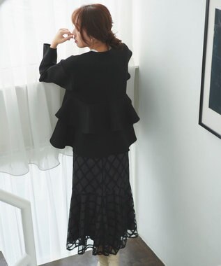 Feroux 【洗える】ダンボールフリル ジャケット ブラック系