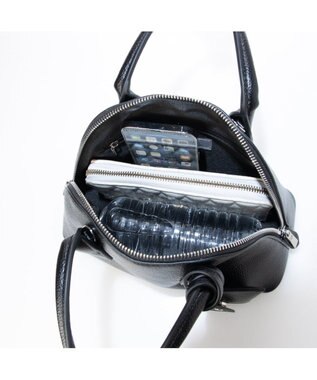 UNBILLION カシュカシュ cachecache / ポーチ付きシェル型ボストン ブラック