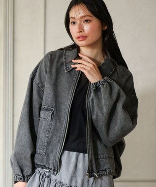 Green Parks ・ＥＬＥＮＣＡＲＥ　ＤＵＥ　デニムステンカラーブルゾ Black