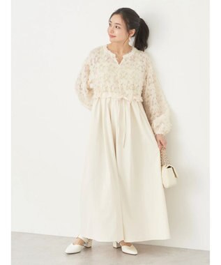 earth music&ecology ジャガード切替ワンピース Ivory