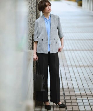 ICB セシェシルキーローン フレンチスリーブボウタイブラウス スカイブルー