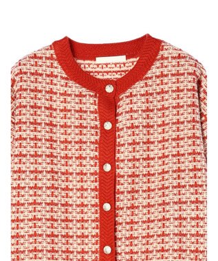 Green Parks ・ｆｕｒｒｙ　ｒａｔｅ　ツィードラメニットカーディガン Orange