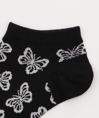 WEGO 総柄バタフライショートソックス ブラック