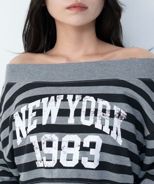 WEGO グラフィックオフショルショートスウェット 柄1