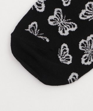 WEGO 総柄バタフライショートソックス ブラック