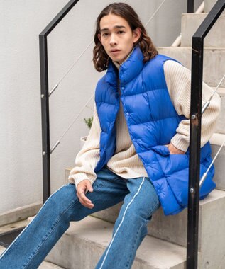 WEGO カラーナイロンパテッドベスト ブルー