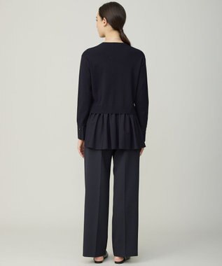 ICB レーヨンシルクストレッチブレンド ドッキングペプラムプルオーバー ネイビー