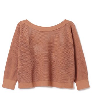 Chacott 【ノーソーイングニット】7分袖メッシュニットTシャツ キャメル