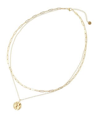 AMERICAN HOLIC ステンレス　ＣＯＩＮ２連ネックレス Gold