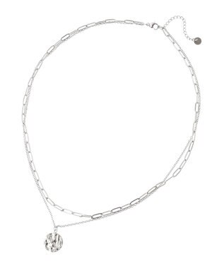 AMERICAN HOLIC ステンレス　ＣＯＩＮ２連ネックレス Silver