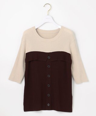 ANY SIS S 【洗える・UVカット】ビスチェ風 ニット チョコレート×ライトベージュ