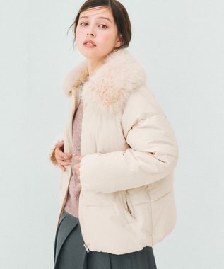 Feroux ファーカラー付き・ダウン見え中綿 ジャケット ベージュ系