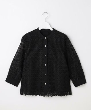 自由区 【カタログ掲載】ジオメトリックレース ブラウス ブラック