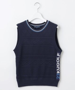 23区GOLF 【WOMEN】【ウォッシャブル】コットンブレンドサイドロゴベスト ネイビー系