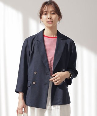 組曲 ライトリネンライク ジャケット ネイビー系