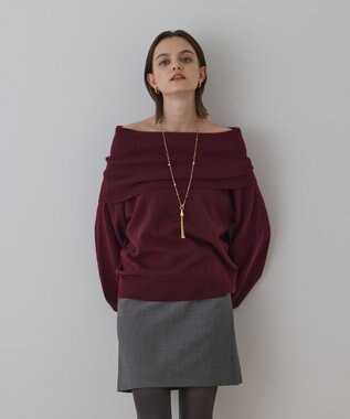 GRACE CONTINENTAL ウールオフショルニットトップ ボルドー